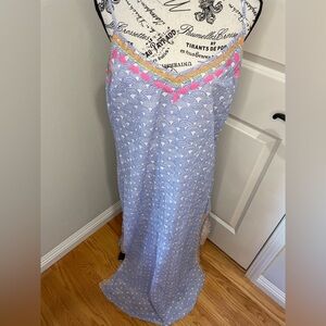 Tori Richard Cotton Dress with Double leg Slit and Built in Short Slip Large